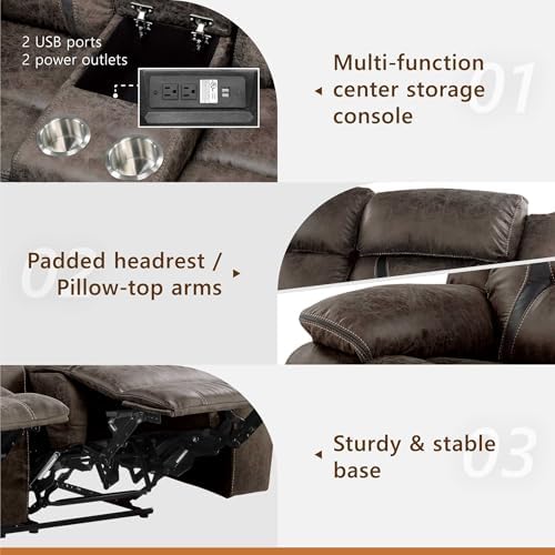 Homelegance Reclining Loveseat, Polished Microfiber Manual Double Recliner - Image 6