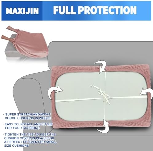 MAXIJIN Velvet Stretch Couch Cushion Covers Soft Sofa Cushion Cover Replacement - Image 4