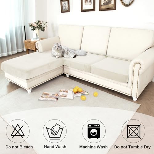 NAISI Waterproof Couch Cushion Covers Thick Velvet Fabric Washable Sofa - Image 6