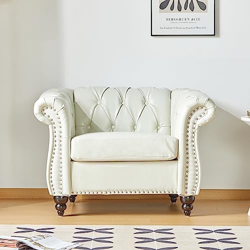 ORRD Chesterfield Chair, Modern Faux Leather Tufted Accent Sofa Couch Chair by ORRD
