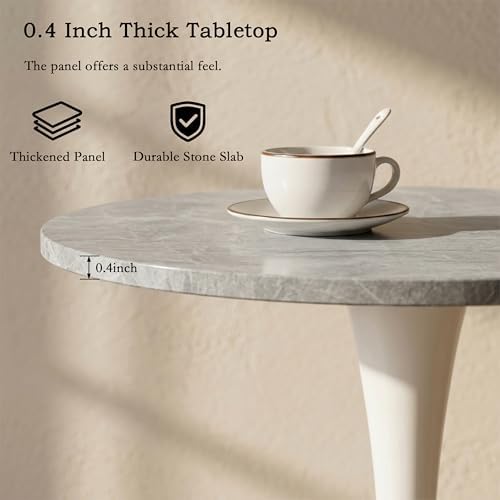 27.6" Marble Round Tulip Table, Mid-Century Modern Style Dining Table - Image 3