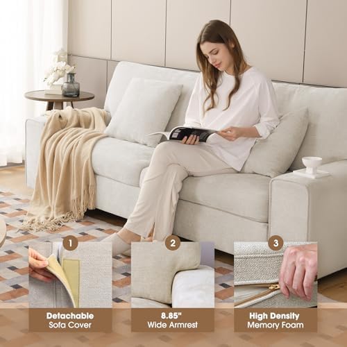 DOPEDIO 88.58" Chenille Loveseat Sofa, Modern Couch - Image 3
