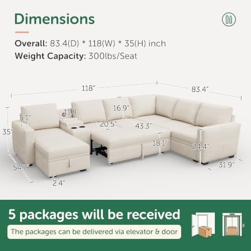 HONBAY Modular Sleeper Sofa - Image 2