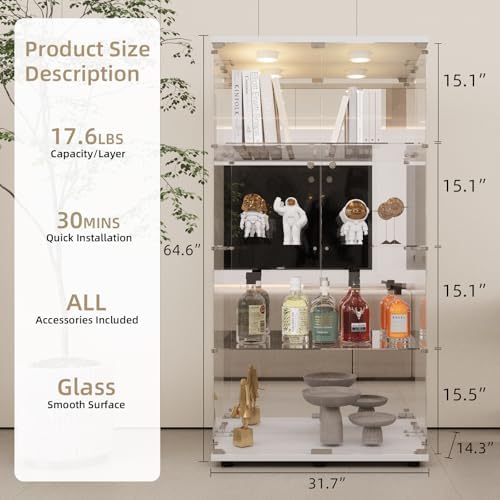 Beauty4U White Glass Display Cabinet - Image 3