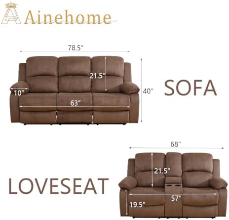 A Ainehome Living Room Furniture Set Leather Recliner Sofa Set Loveseat Chair - Image 2