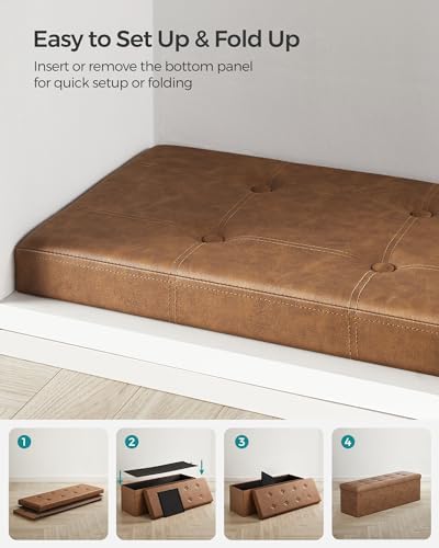 SONGMICS Storage Ottoman Bench, 43.3 Inches Folding Foot Rest Stool - Image 6