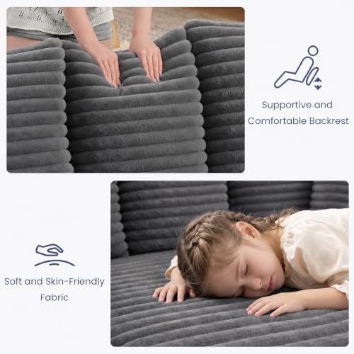 3-in-1 Convertible Sleeper Sofa Bed, Furry Futon Sofa - Image 5