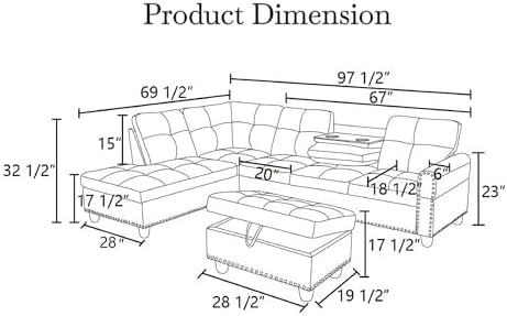 97.5" L-Shaped Modular Sectional Sofa - Image 2
