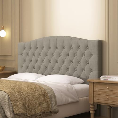 Furpopup Linen Queen Size Headboard Only, Upholstered Wall Mount by Furpopup