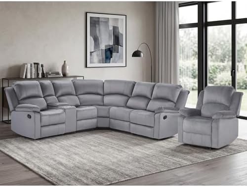 EBELLO Manual Reclining L-Shaped Sectional Sofa Set, Included Soft Microfiber - Image 7