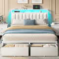 Furnulem White Queen Bed Frame by Furnulem