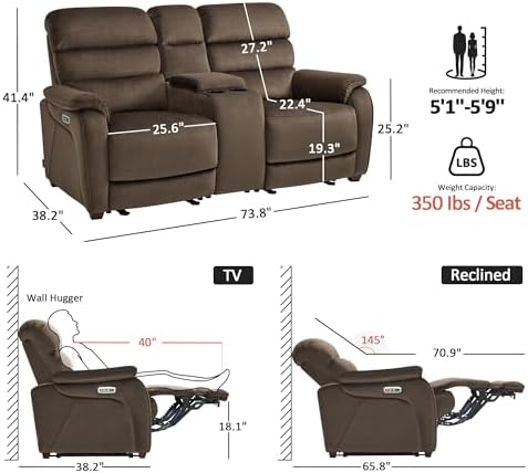 MCombo 73.8'' Zero Wall Hugger Power Recliner Sofa - Image 2