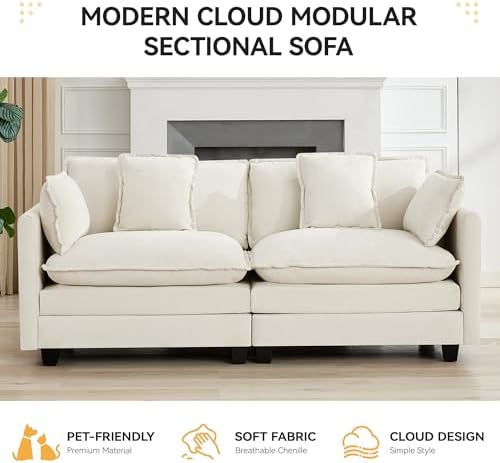 76" Cloud Loveseat Sofa, Modular Sectional Couch - Image 6