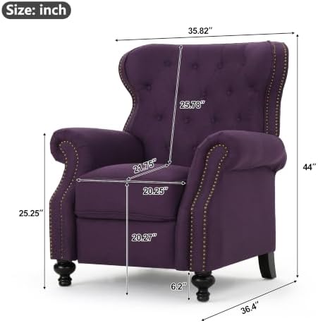 Christopher Knight Home Momo Wingback Recliner Chair, Upholstered Manual Push - Image 2
