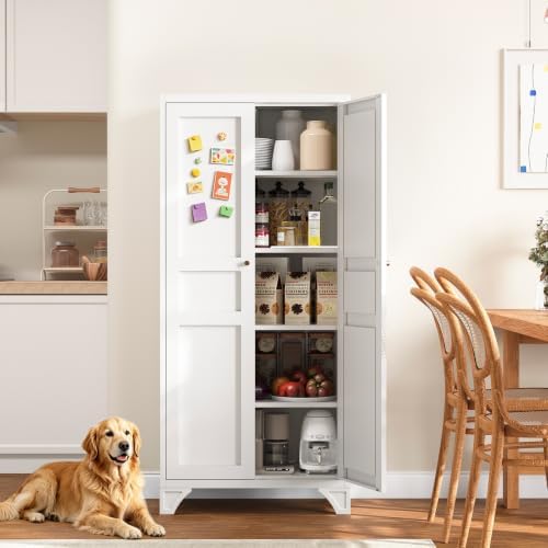 White Kitchen Pantry Storage Cabinets Food Storage Kitchen Cupboard 61" by Yizosh