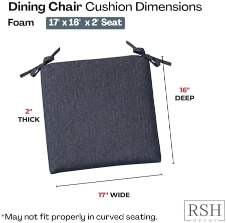 RSH DECOR: Sunbrella Foam Chair Cushions Set of 2 | 17" x 16" x 2" | - Image 3