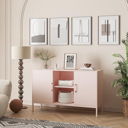Metal Storage Cabinet, Metal Pink TV Stand - Image 2