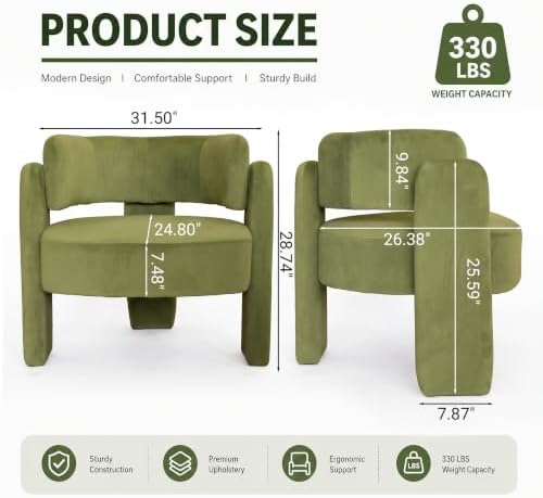Velvet Barrel Accent Chairs Set of 2 - Image 2