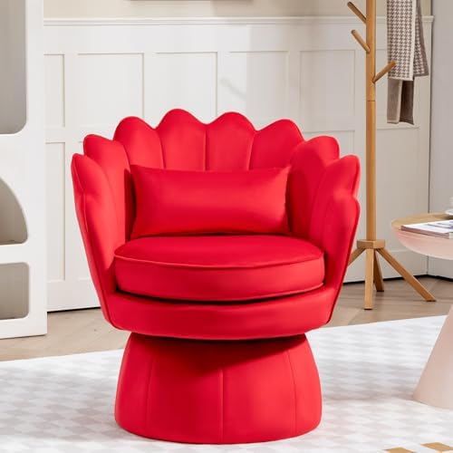 ZJhome 360° Swivel Accent Chair, Mid-Century Modern Velvet Barrel Chair by ZJhome