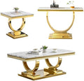 Henf 3 Piece Living Room Table Set, Faux Marble Coffee Table & Console Table & by Henf