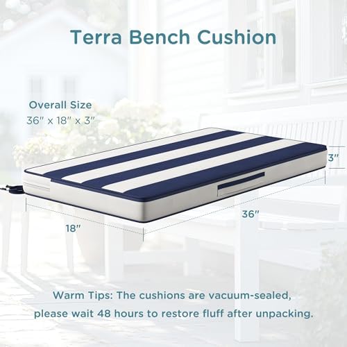 Codi Outdoor Bench Cushion for Patio Furniture, Cabana Navy - Image 2