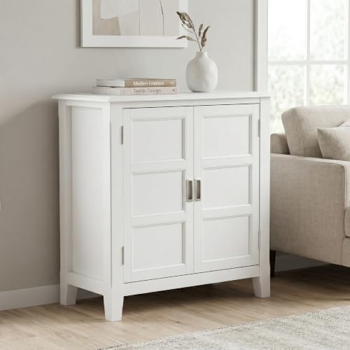 SIMPLIHOME Burlington 30" Wide Solid Wood Cabinet in White - Image 2