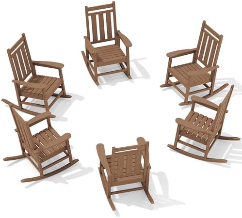 KINGYES Oversized Outdoor Rocking Chair Set of 6, HDPE Patio Rockers by KINGYES
