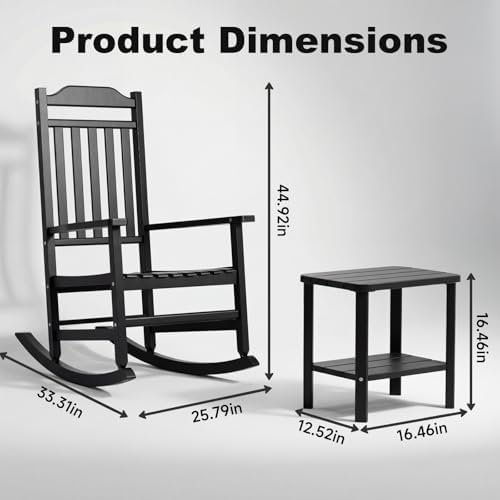 5 Piece Outdoor Rocking Bistro Set, Rocking Chairs Outdoor Furniture, Resin - Image 3