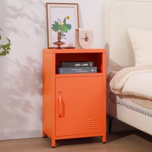 ALBAD Metal Nightstand with Lockable Cabinet by Albad