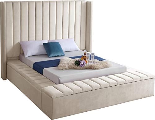 Meridian Furniture Kiki Collection Modern | Contemporary Velvet Upholsterd Bed by Unknown