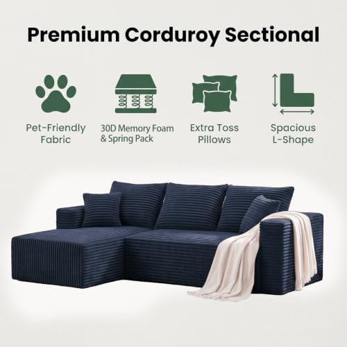 92.5" Boneless Couch, Left Facing Sectional Sofa - Image 4