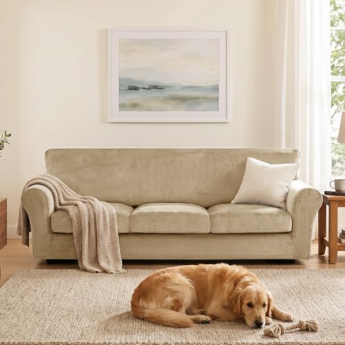 XINEAGE 4-Piece Velvet Oversize Sofa Cover, Couch Covers - Image 4