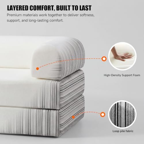 79" Memory Foam Sofa Bed, High Headrest Convertible Futon Boneless Couch - Image 4