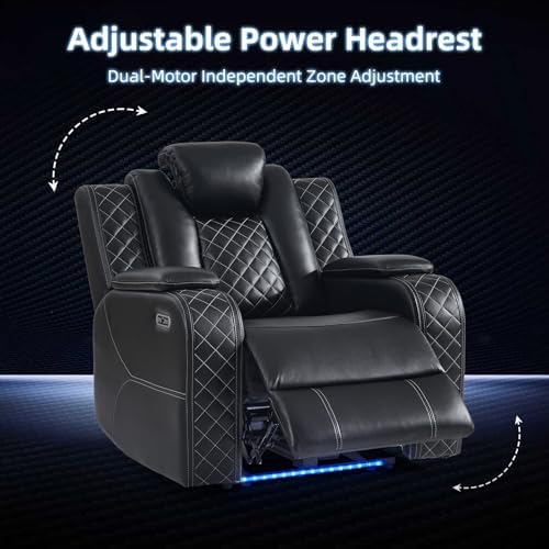 CANMOV Faux Leather Power Home Theater Seating, Movie Single Reclining Sofa - Image 6