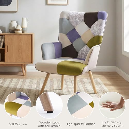 Joysoul Living Room Accent Chair, Modern High Back Armchair, Boho Patchwork - Image 6