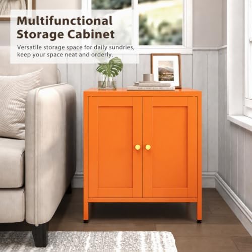 Orange Metal Storage Bathroom Floor Cabinet - Image 3