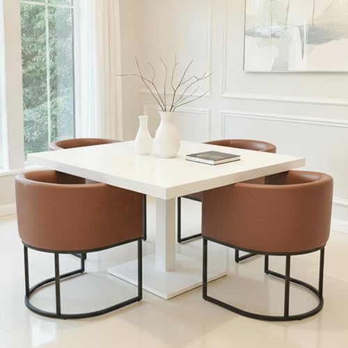 HNY Mid Century Modern Upholstered Barrel Dining Chair - Image 6