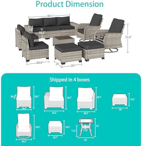 Outdoor Patio Furniture Set PE Wicker Rattan Outdoor Sectional Sofa - Image 3