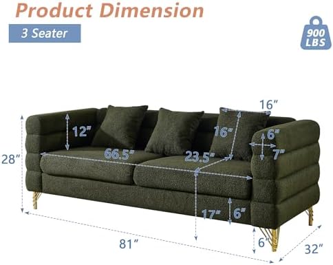 mikibama Modern Teddy Sectional Sofa, 81 Inch Oversized Sofa Couch, Luxury 3 - Image 2
