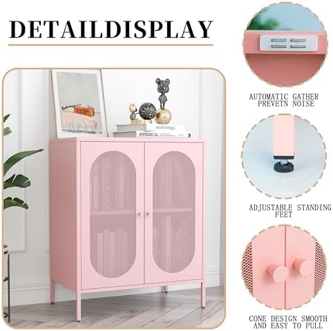 2 Door Accent Cabinet, Metal Storage Cabinet - Image 5