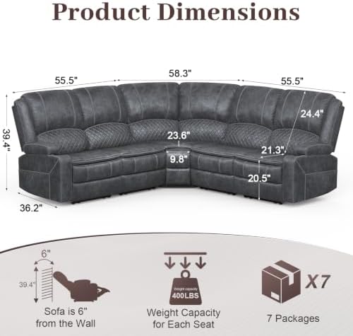 Upgraded 5 Seater Reclining Sofa Set, Living Room Couch - Image 2