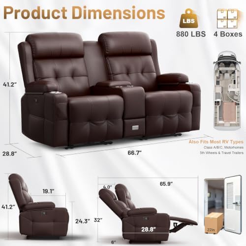 RV Loveseat Recliner Sofa Set, Home Theater Seating - Image 2