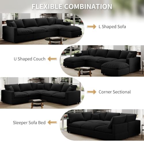 Modern Sectional Linen Couch for Living Room V-Shape Sofas, 5 Seat Modular - Image 5