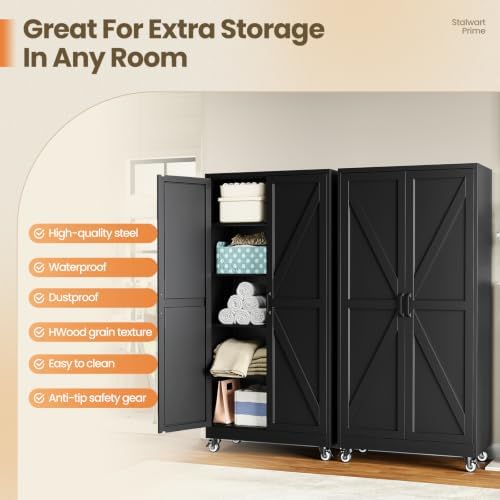 Yizosh 71" Black Metal Office Storage Cabinet, Kitchen Tool Storage Cabinet - Image 6