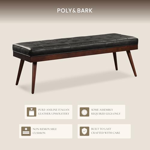 Poly & BARK 55" Tufted Leather Bed Bench - Image 7