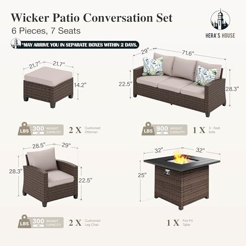 HERA'S HOUSE Wicker Patio Furniture Set, - Image 6