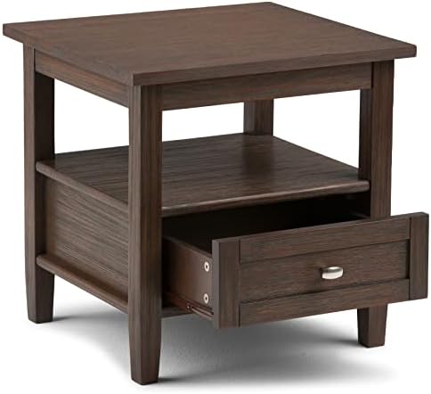 SIMPLIHOME Warm Shaker 20" Wide Solid Wood End Table in Farmhouse Brown - Image 3
