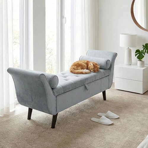 Velvet Bench for Bedroom End of Bed, 60.5 inch Upholstered Button Tufted - Image 6