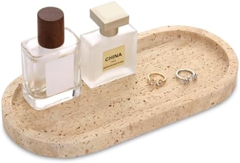 Natural Marble Tray Oval, Travertine by Unknown
