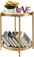 TeoKJ 2 Tier Gold Side Table, Folding Round Metal End Table Small Nightstand by TeoKJ
